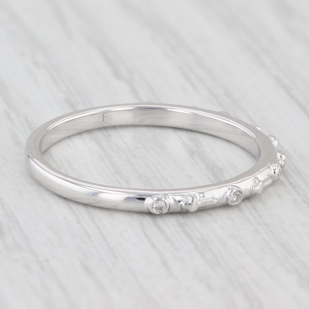Light Gray New Diamond Stackable Ring 14k White Gold Size 6 Wedding Band