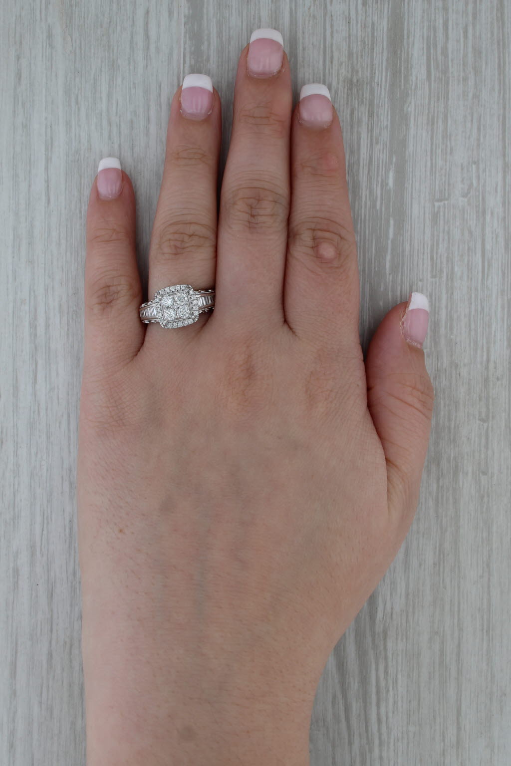 1.15ctw Diamond Halo Engagement Ring 10k White Gold Size 7.75