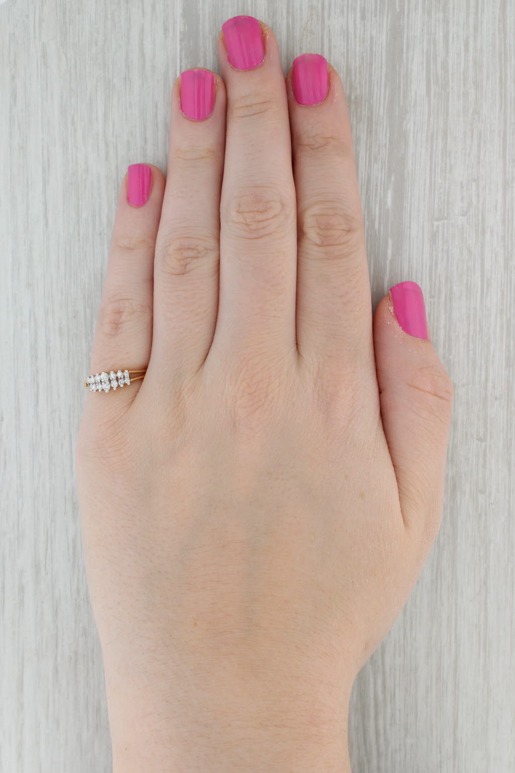 Gray 0.18ctw Tiered Diamond Pyramid Ring 14k Yellow Gold Size 6.25 Stackable