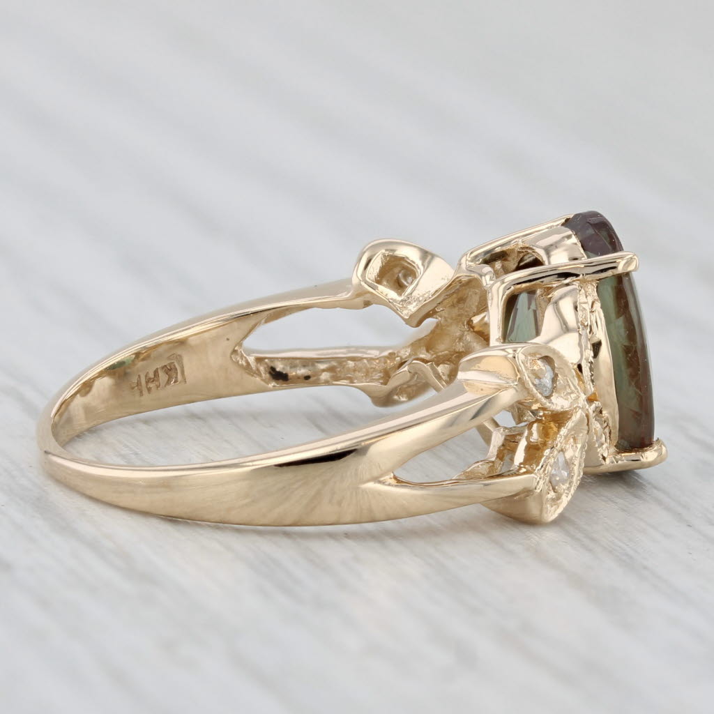 Light Gray 2.38ctw Andesine Labradorite Diamond Ring 14k Yellow Gold Size 6.25