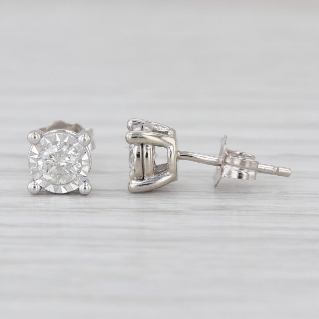 0.35ctw Round Diamond Solitaire Stud Earrings 10k White Gold Studs