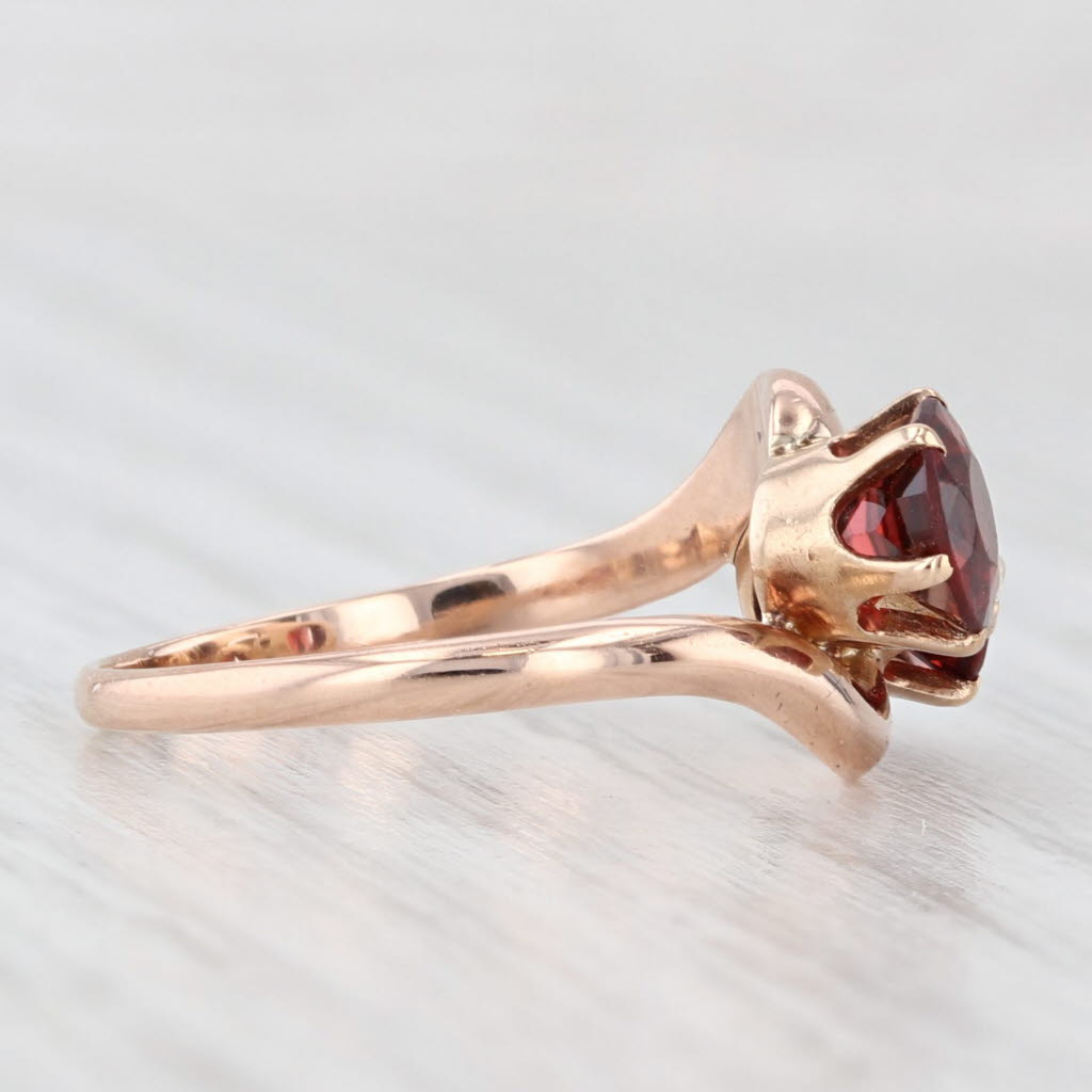 Light Gray Antique Victorian Garnet Pearl Ring 10k Rose Gold Size 6