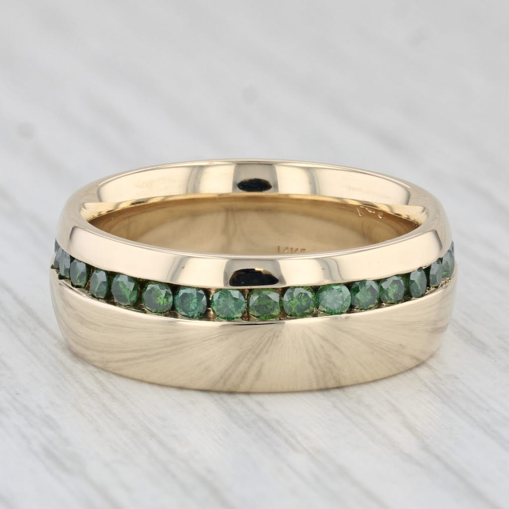 Light Gray 1ctw Green Diamond Ring 14k Yellow Gold Size 9 Wedding Band
