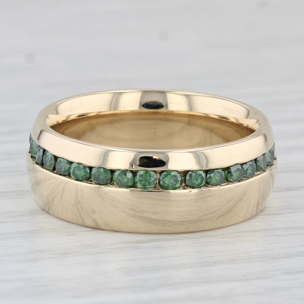 Light Gray 1ctw Green Diamond Ring 14k Yellow Gold Size 9 Wedding Band