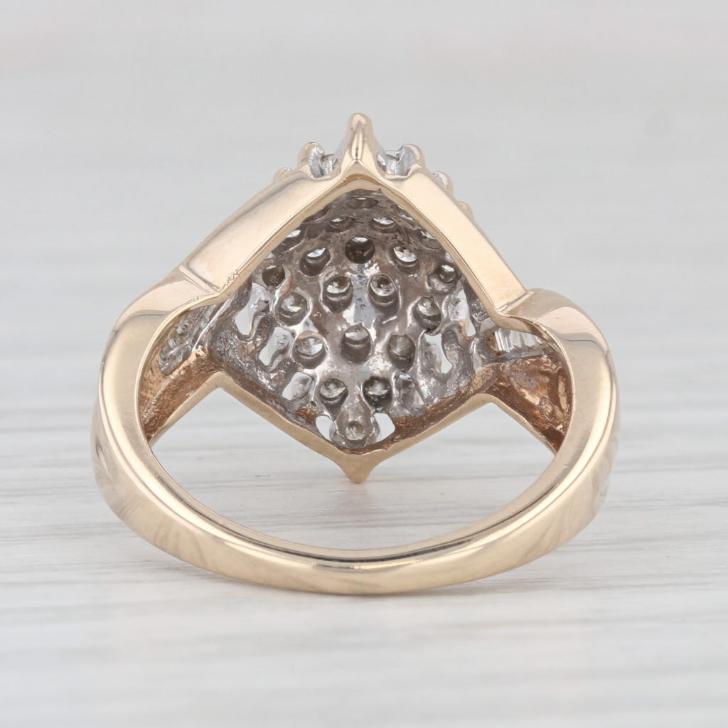 Light Gray 0.42ctw Diamond Cluster Ring 10k Yellow Gold Size 6