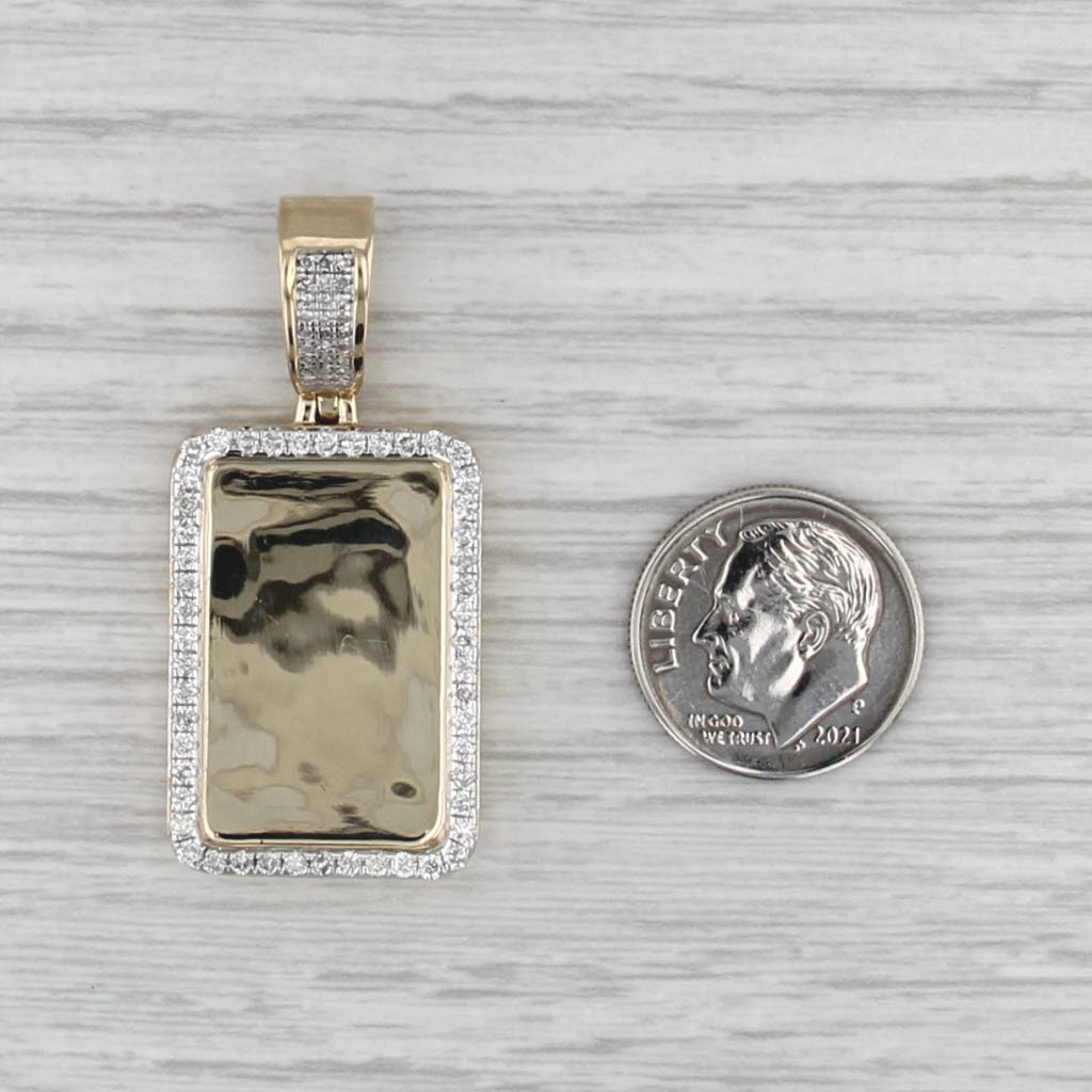 0.79ctw Diamond Halo Engravable Pendant 10k Yellow Gold