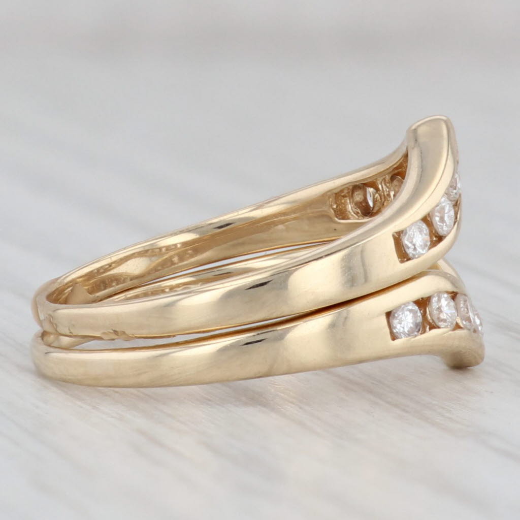 Gray 0.34ctw Diamond Contoured Rings 14k Yellow Gold Wedding Bands Stackable Set of 2