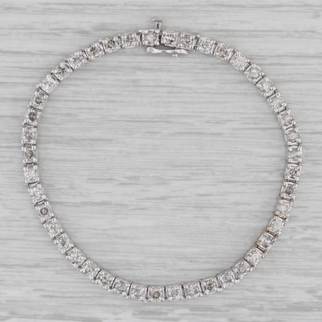 Gray 4ctw Diamond Tennis Bracelet 14k White Gold 7" 3.7mm