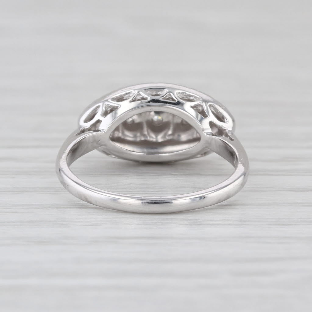 Vintage Diamond Princess Ring Heart Accents 14k White Gold Size 6