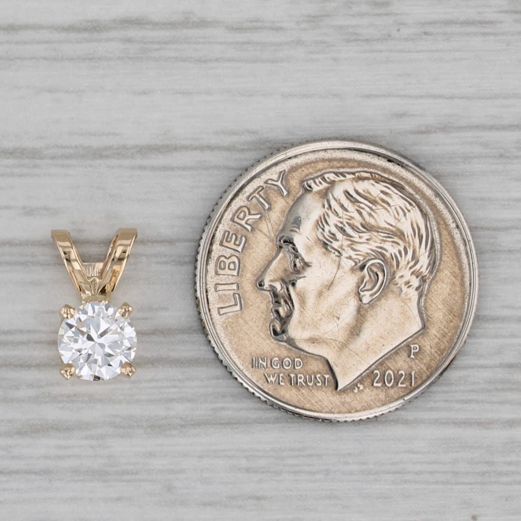 Gray New 0.50ct Round Diamond Solitaire Pendant 14k Yellow Gold Small Drop