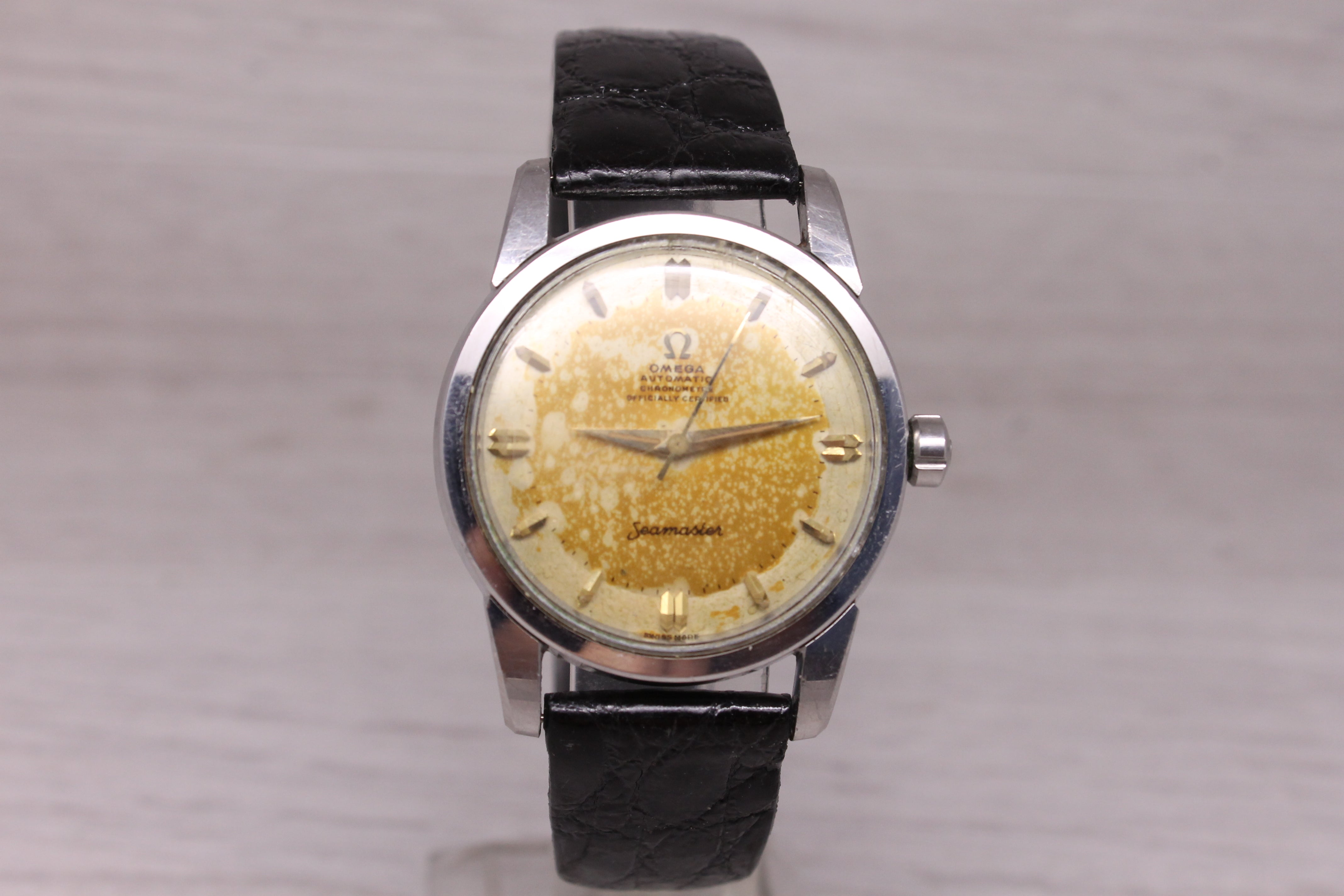 Vintage 1954 Omega Seamaster Chronometer Bumper Watch Original Box Papers Set