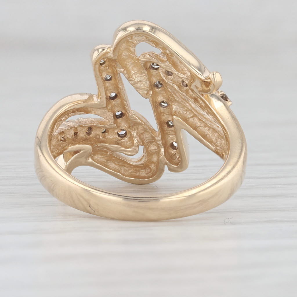 Light Gray Abstract 0.20ctw Diamond Bypass Ring 10k Yellow Gold Size 6.75