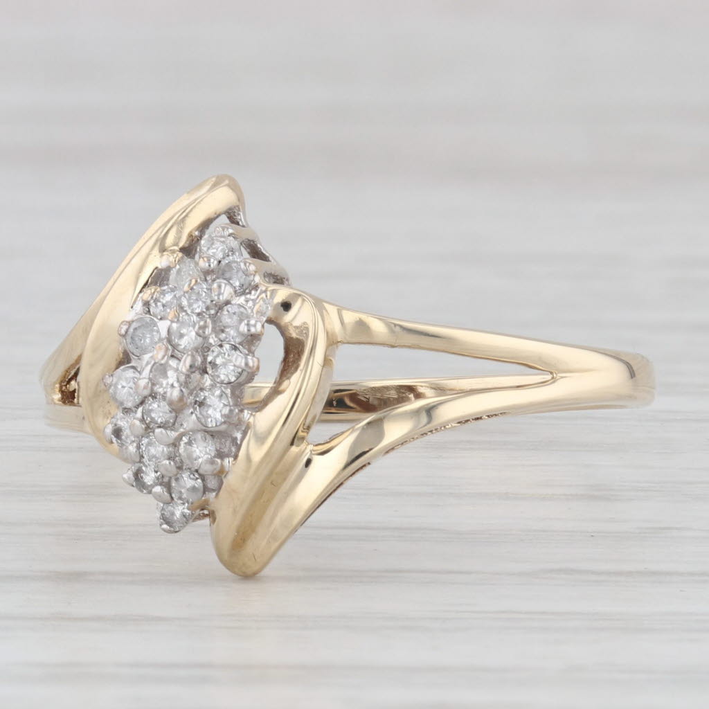 Light Gray 0.20ctw Diamond Cluster Bypass Ring 10k Yellow Gold Size 11.75