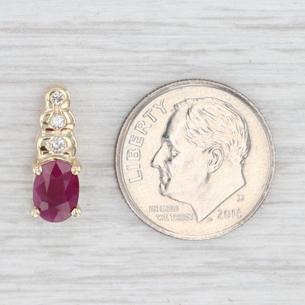 Light Gray 1.05ctw Ruby Diamond Small Drop Pendant 14k Yellow Gold