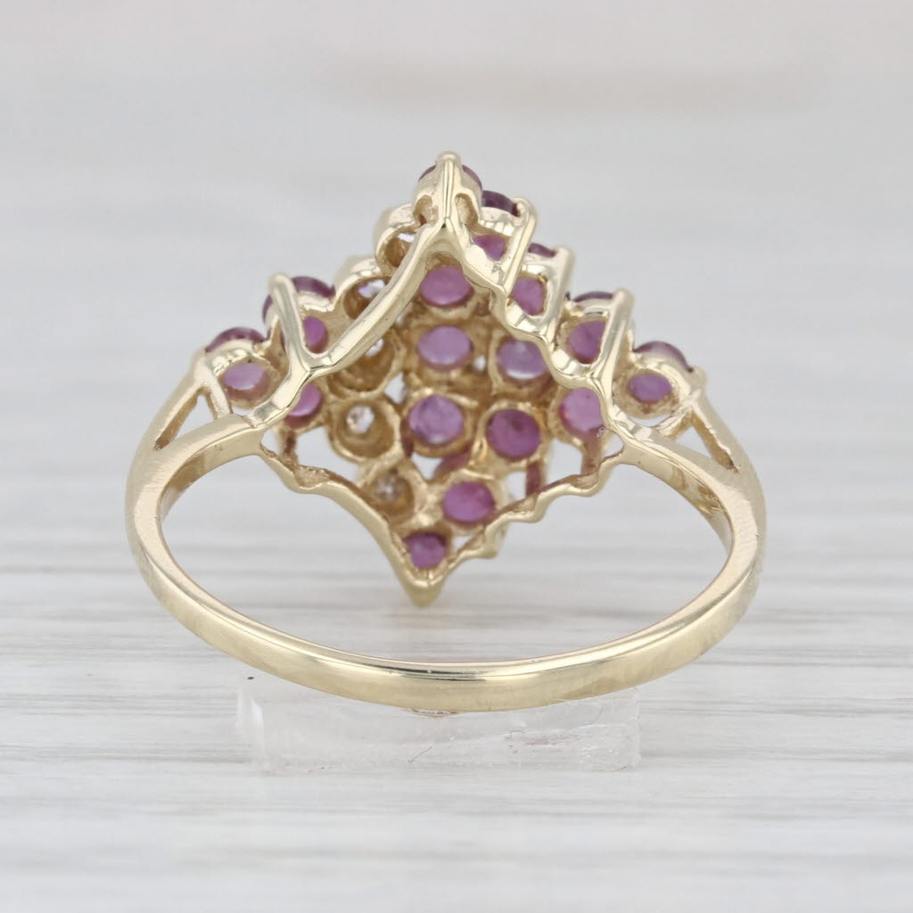 1.24ctw Pink Sapphire Diamond Cluster Ring 10k Yellow Gold Size 8