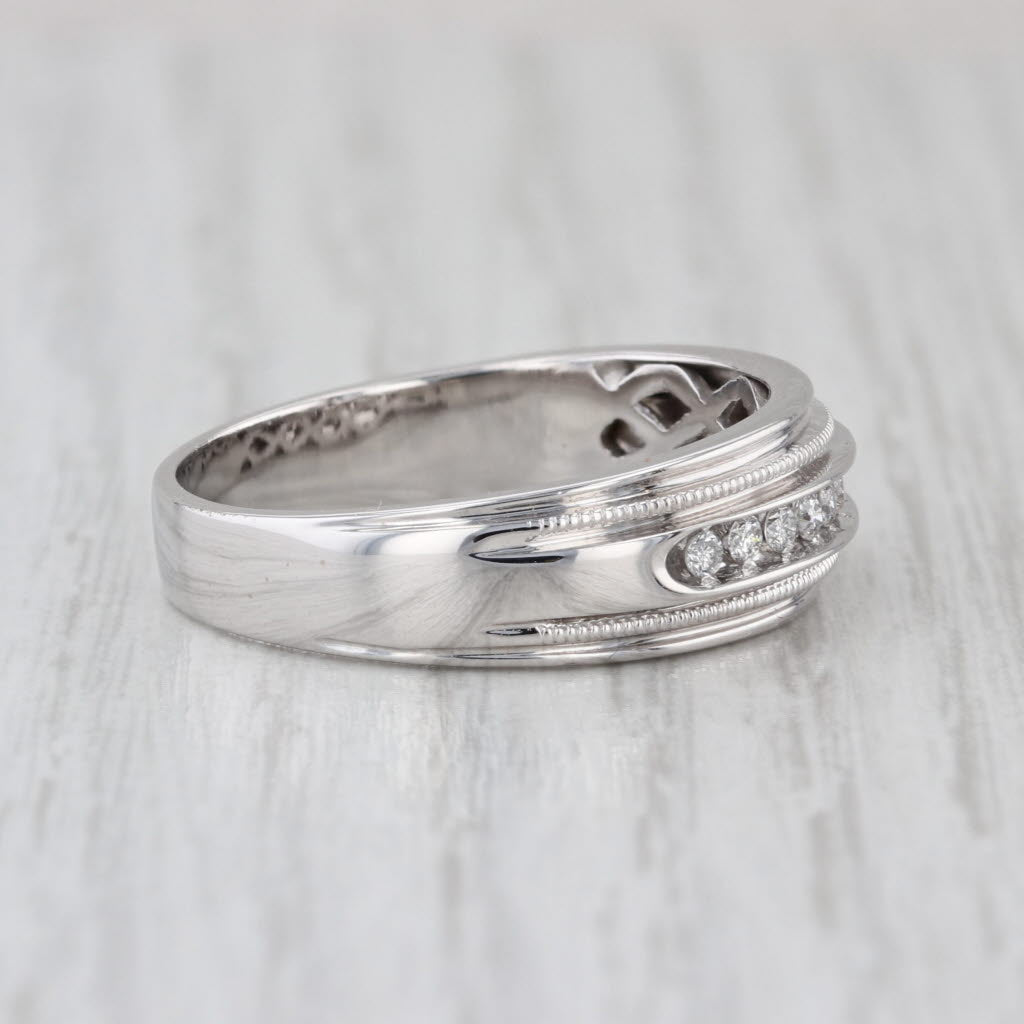 0.18ctw Diamond Wedding Band Men's 14k White Gold Size 10.75 Ring