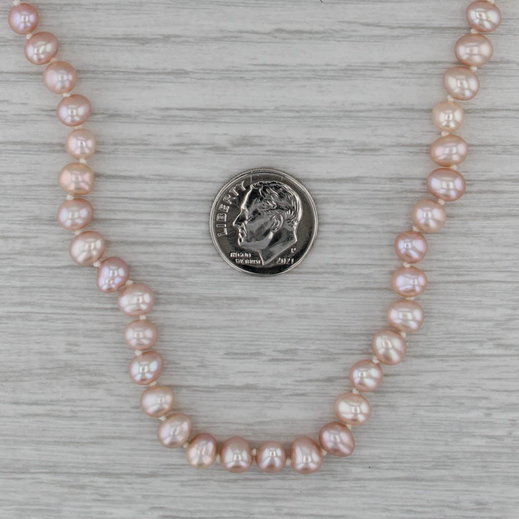 Pink Cultured Pearl Bead Single Strand Necklace 14k Gold 17.75"