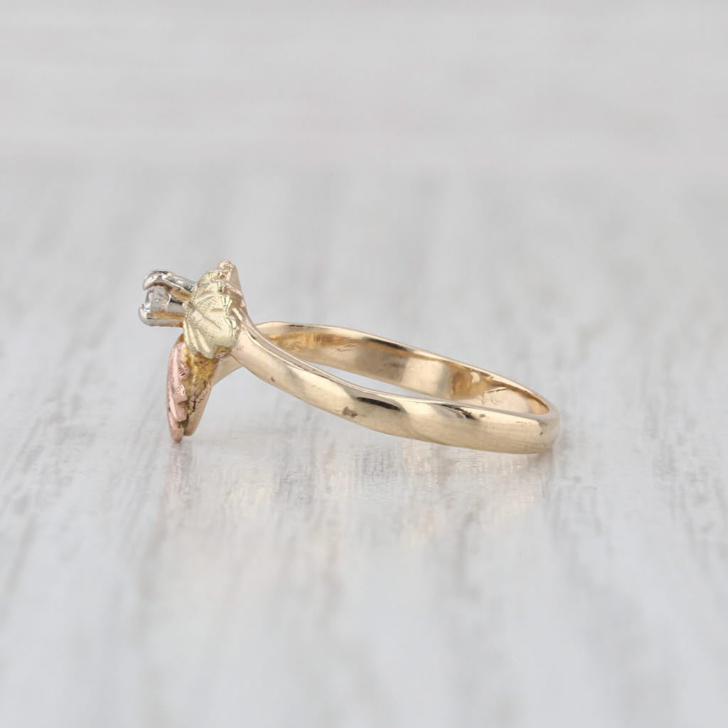 Diamond Leaf Ring 10k Yellow Rose Green Gold Diggers Black Hills Gold Size 6