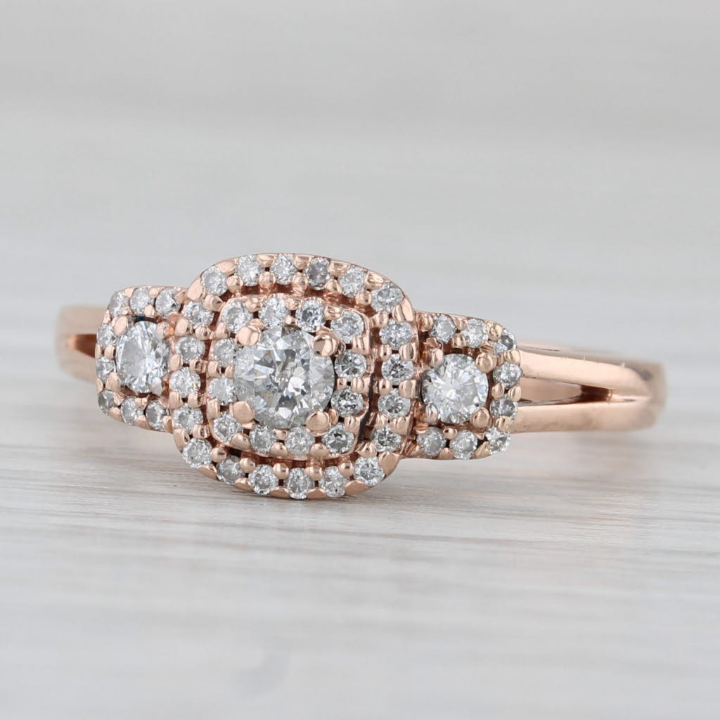 Gray 0.50ctw Diamond Halo Engagement Ring 10k Rose Gold Size 7