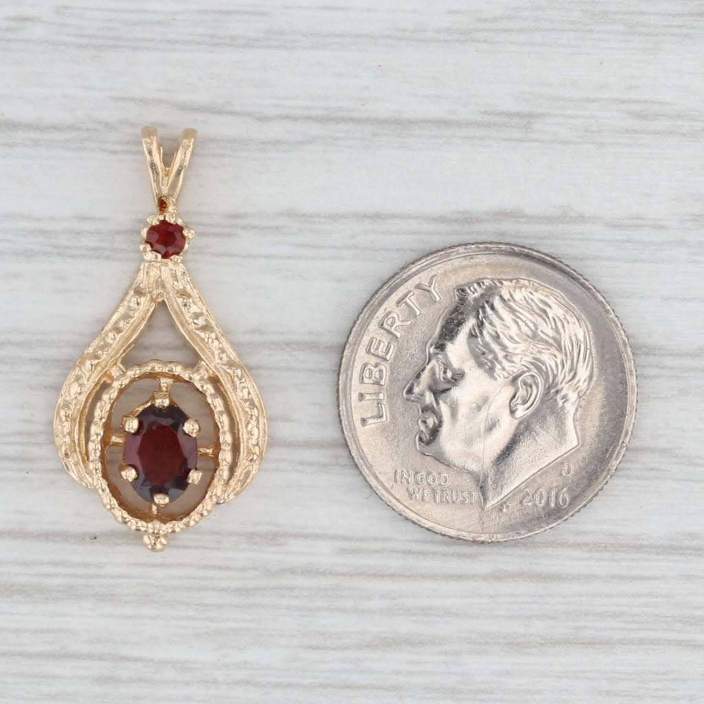 0.65ctw Garnet Teardrop Pendant 14k Yellow Gold