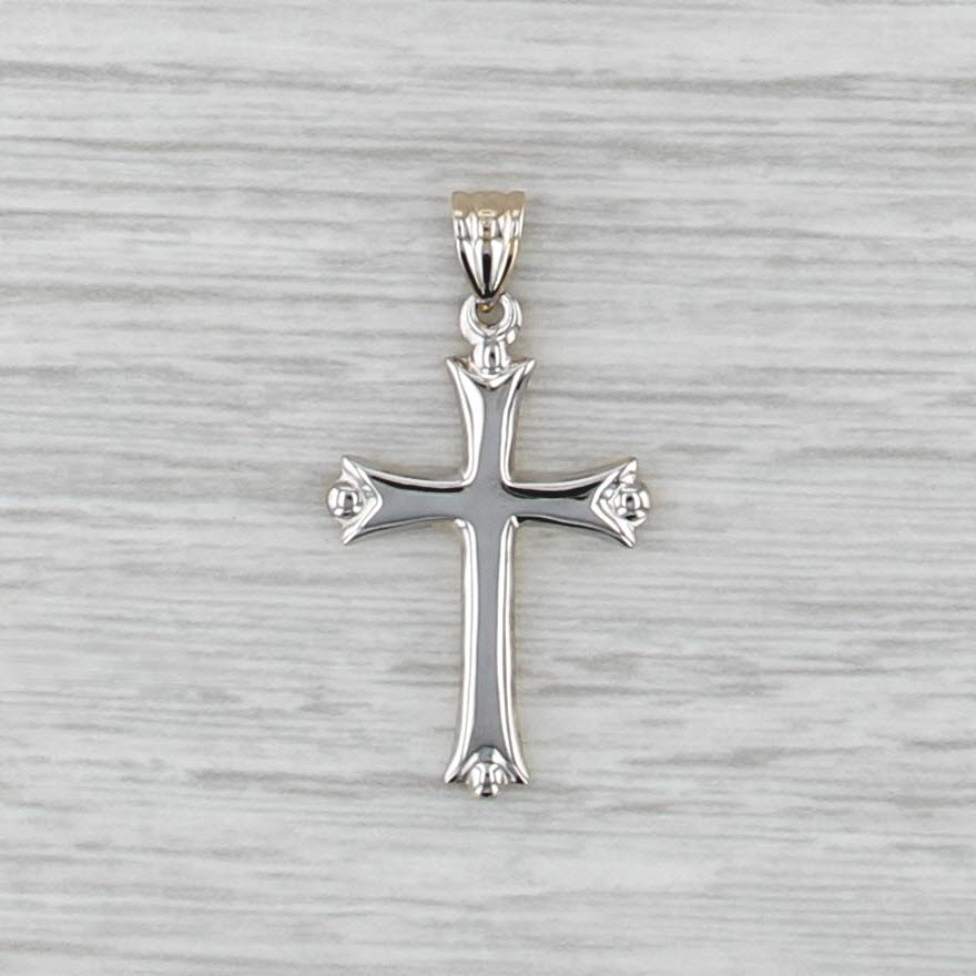 2-Toned Reversible Cross Pendant 14k Yellow White Gold