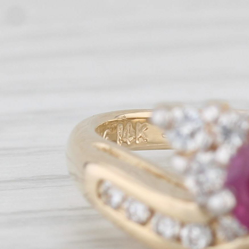 Light Gray 0.83ctw Ruby Diamond Bypass Ring 14k Yellow Gold Size 6.75 Engagement