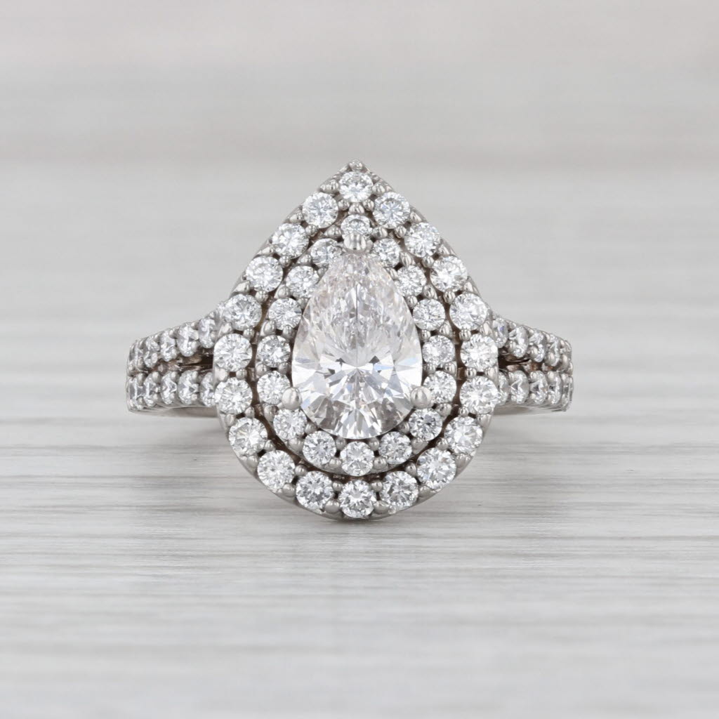 Vera Wang Love 1.96ctw Lab Grown Diamond Pear Halo Engagement Ring 14k Gold GSI
