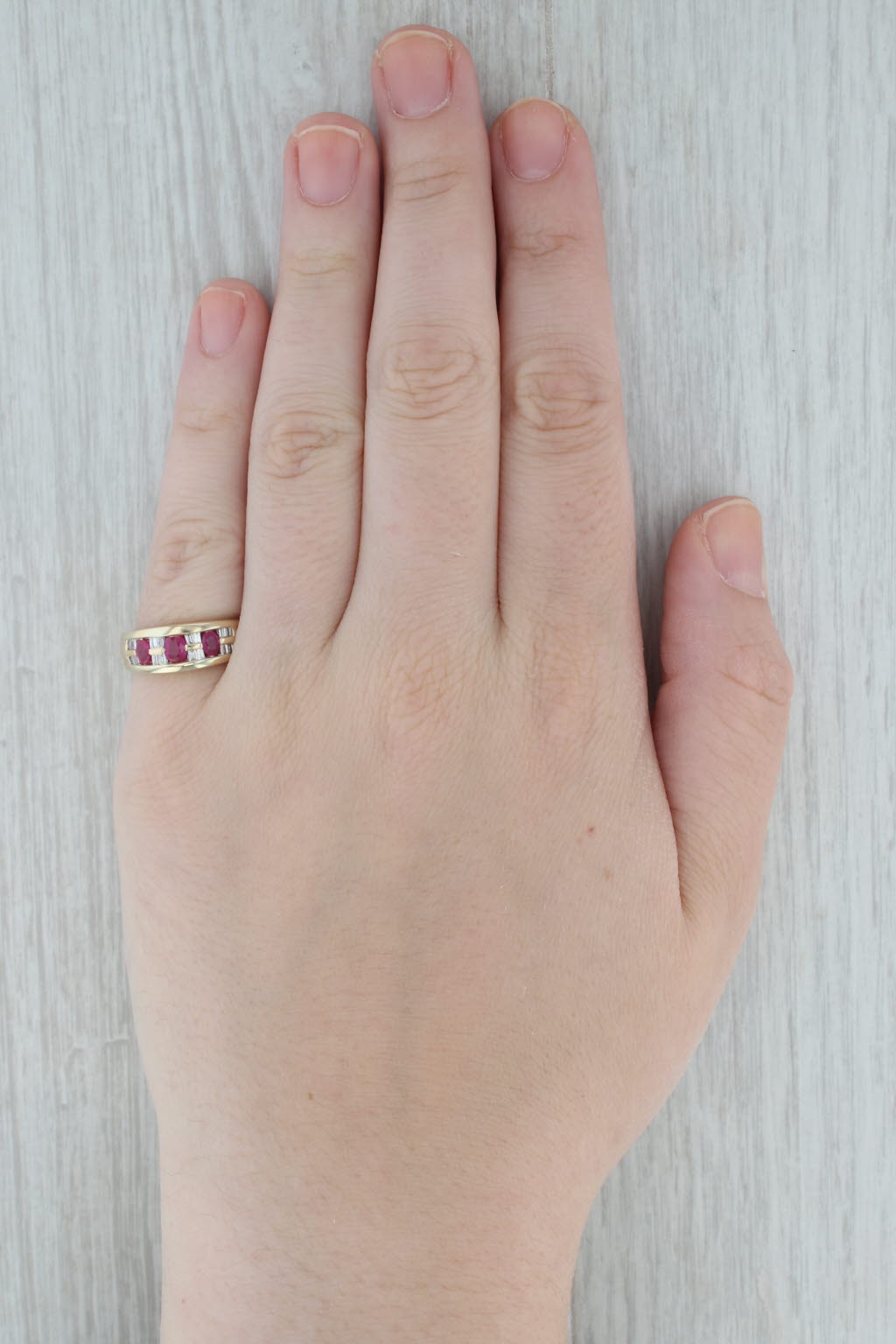 Gray 1.05ctw Ruby Diamond Ring 14k Yellow Gold Size 6.75-7