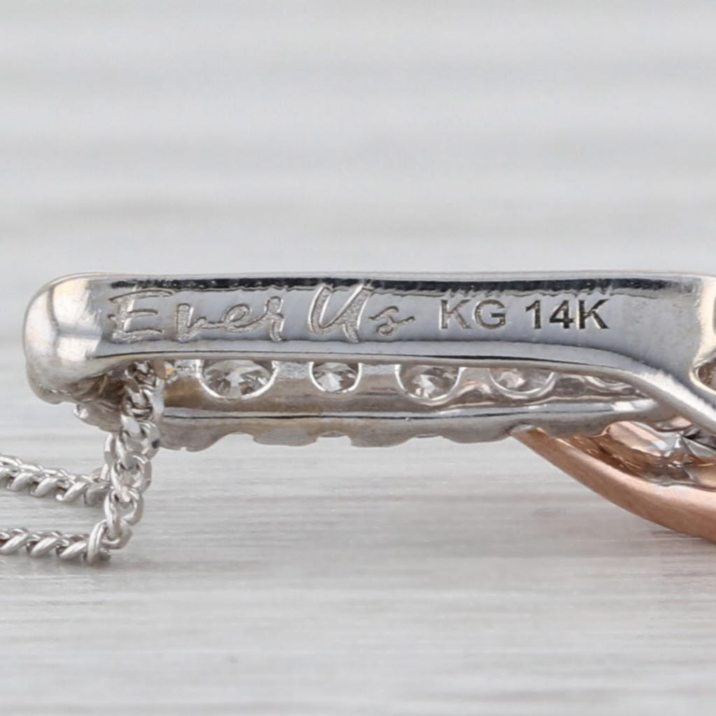 Ever Us 0.46ctw Diamond Journey Pendant 14k White Rose Gold 19-22" Curb Chain