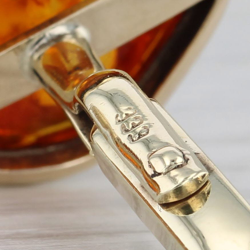 Gray Vintage Men's Amber Cufflinks 333 8k Yellow Gold Folding Backs