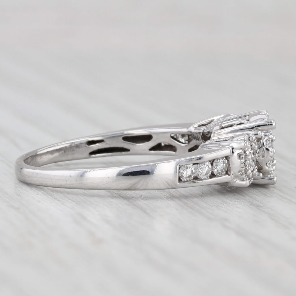 Light Gray 1.04ctw 3-Stone Diamond Halos Ring 14k White Gold Size 10.5 Engagement
