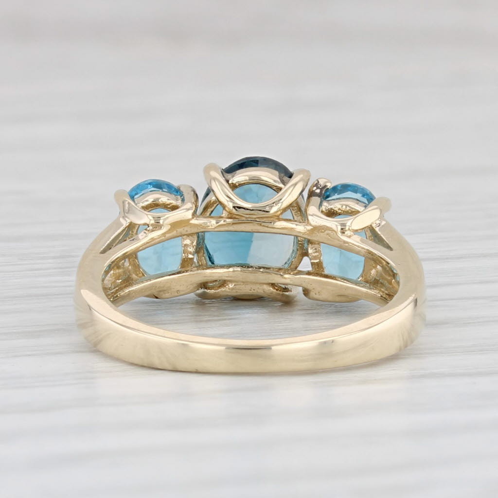 Light Gray 2.60ctw London Blue Topaz 3-Stone Ring 10k Yellow Gold Size 5