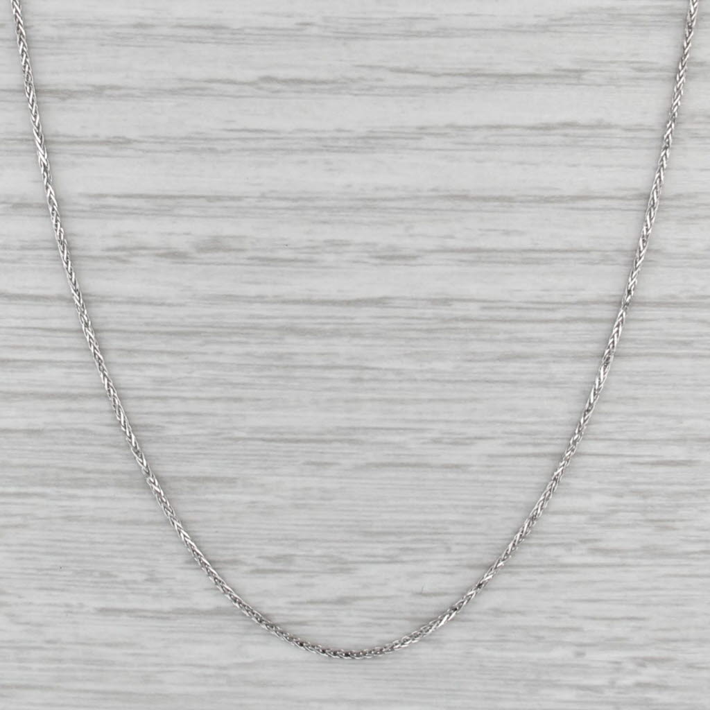 Wheat Chain Necklace 14k White Gold 18" 1mm