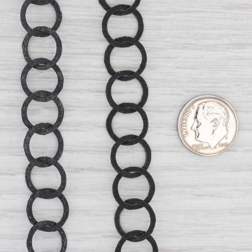 New Nina Wynn Moon Necklace Circle Chain Toggle Clasp Oxidized Sterling 44"