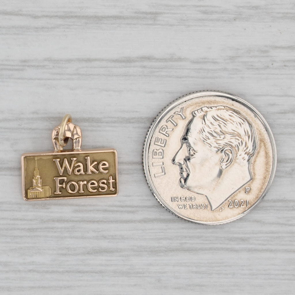 Gray Small Wake Forest University Chapel Charm 10k Yellow Gold Pendant