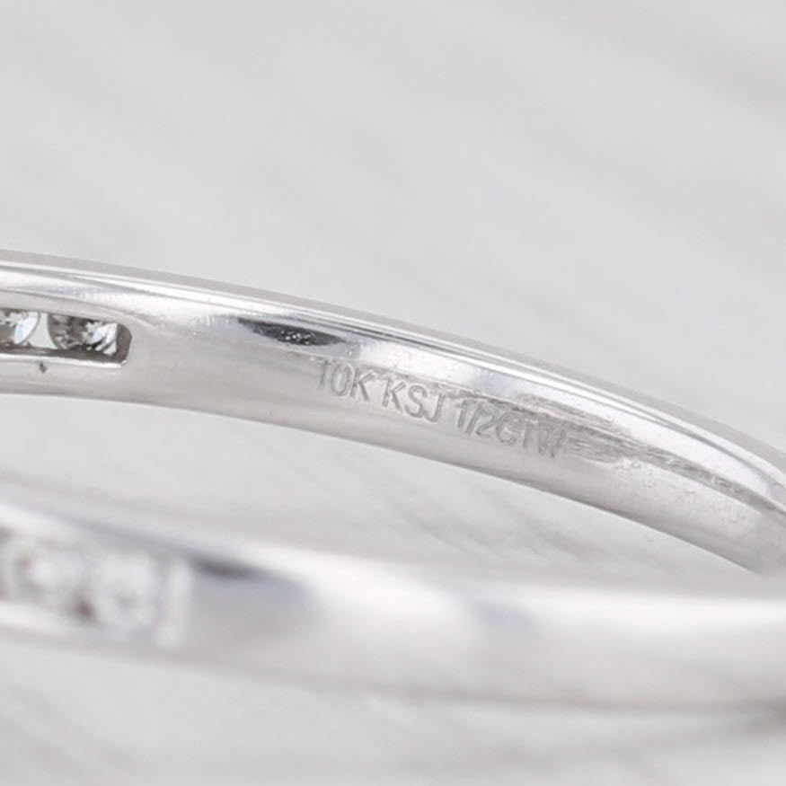 Light Gray 0.31ctw Round Diamond Halo Engagement Ring 10k White Gold Size 10