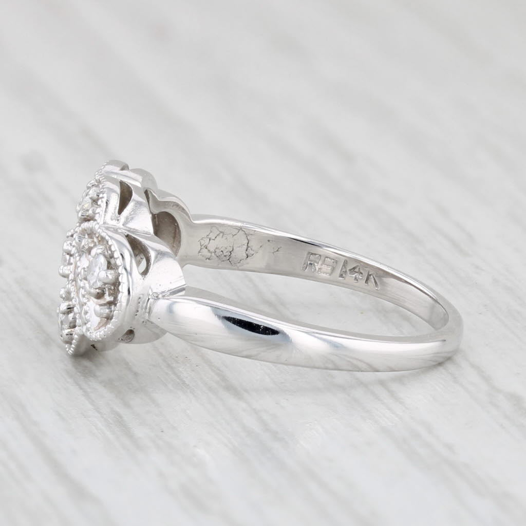Light Gray Vintage Diamond Filigree Ring 14k White Gold Size 6