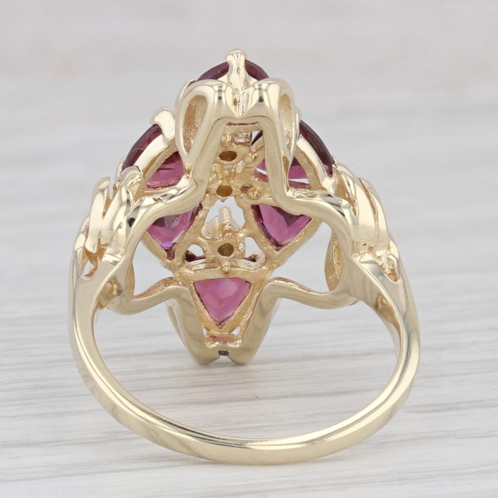 Light Gray 1.50ctw Rhodolite Garnet Cluster Ring 10k Yellow Gold Size 6.25 Diamond Accent