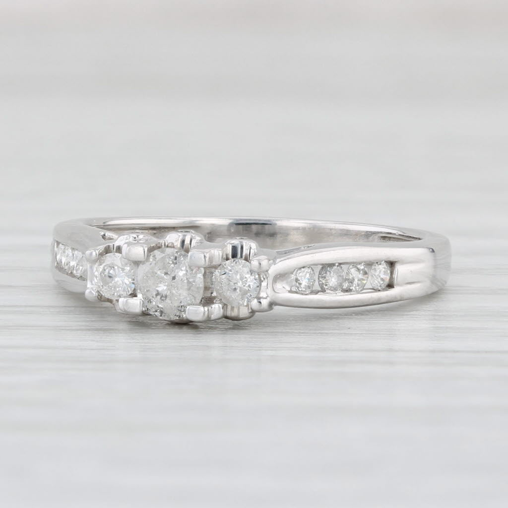 Light Gray 0.37ctw Round 3-Stone Diamond Engagement Ring 10k White Gold Size 7