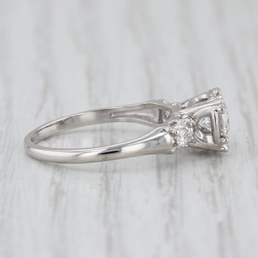 Vintage Round 0.64ctw Diamond Engagement Ring 900 Platinum Size 6