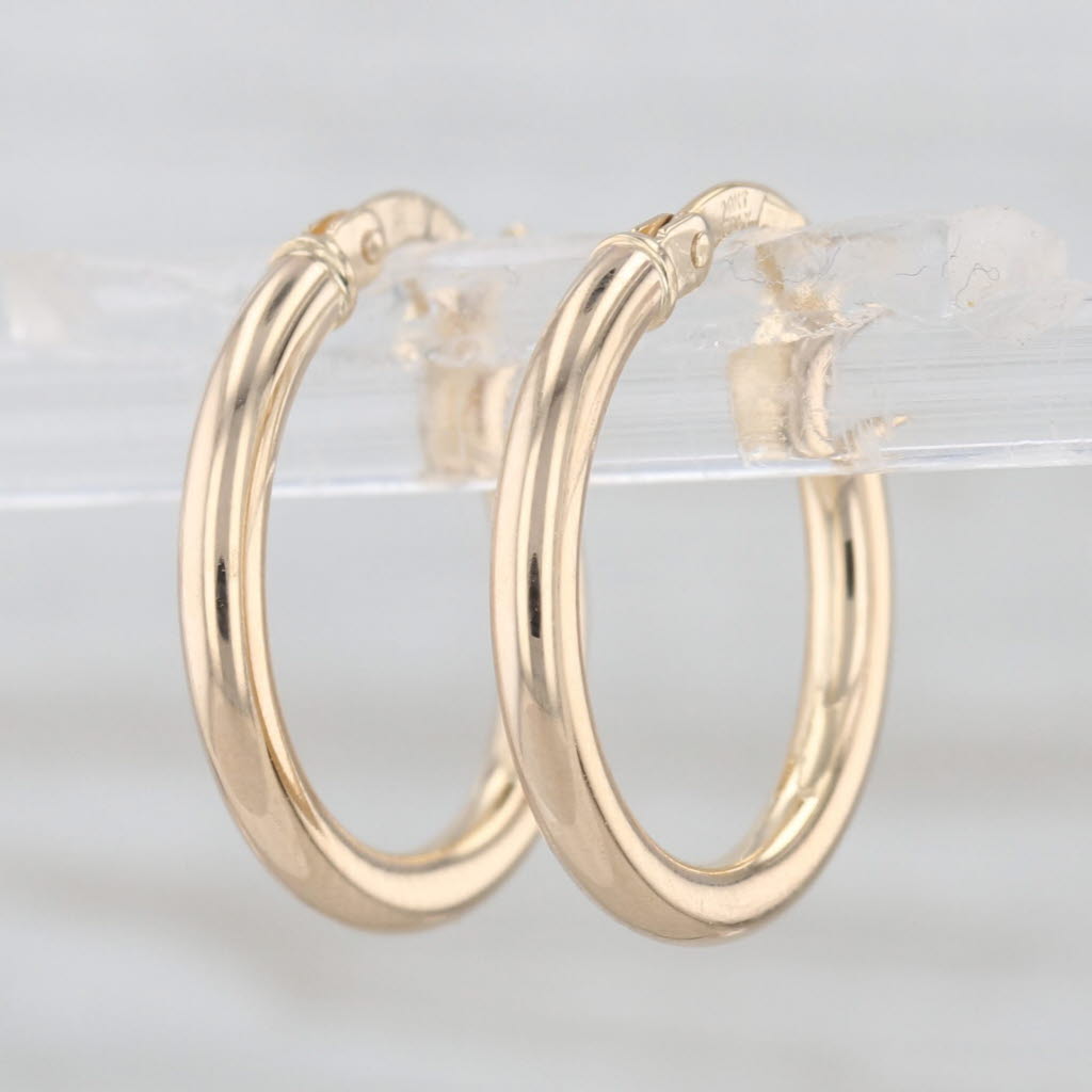 Small Round Hoop Earrings 14k Yellow Gold Snap Top Hoops