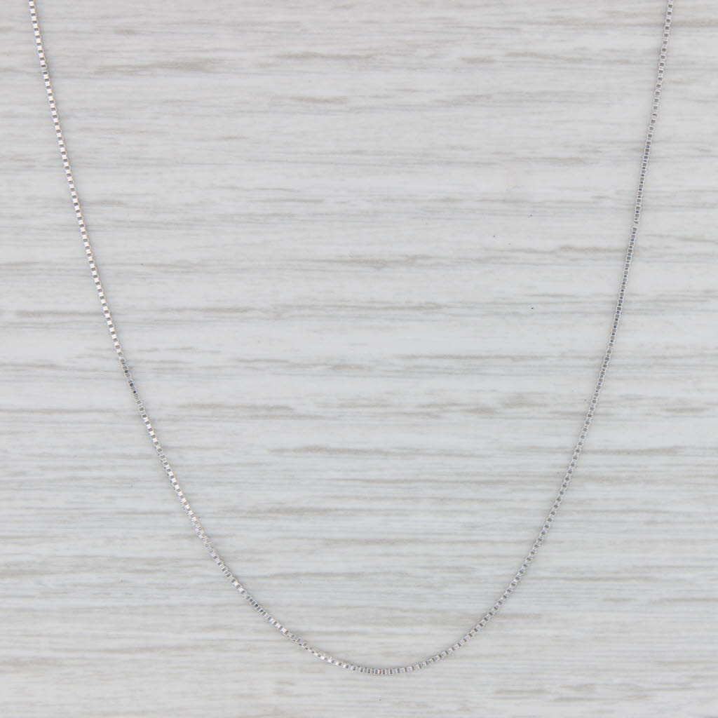 Light Gray 16.25" Box Chain Necklace 14k White Gold 0.6mm Lobster Clasp Italian