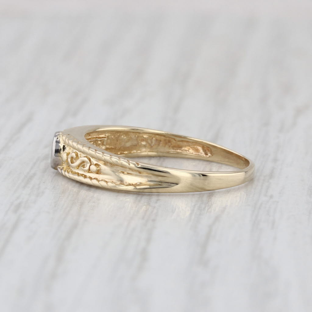 Diamond Solitaire Ring 14k Yellow Gold Size 7.5 Stackable Band