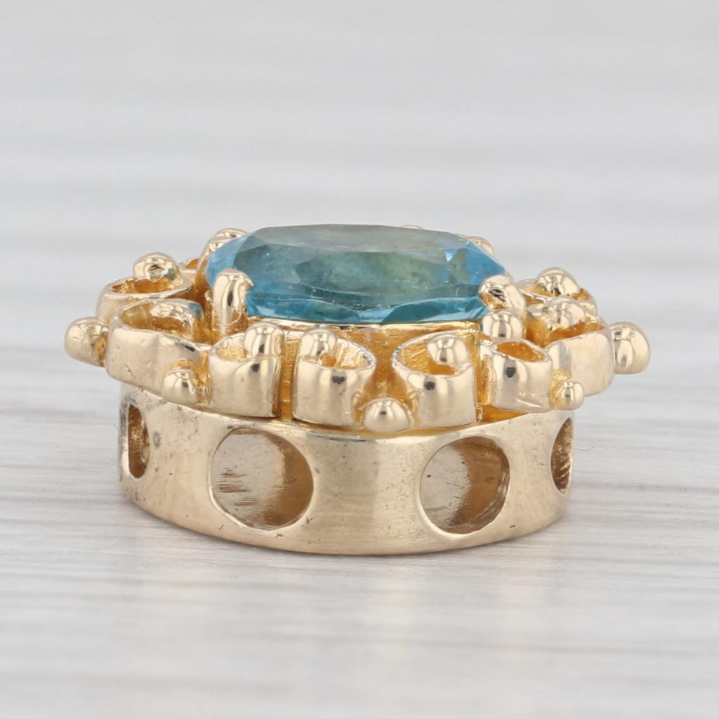 Light Gray Vintage 1.54ct Blue Topaz Slide Bracelet Charm 14k Yellow Gold