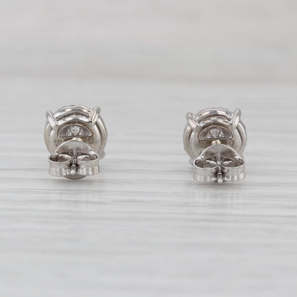 0.47ctw Diamond Pave Cluster Stud Earrings 14k White Gold Studs