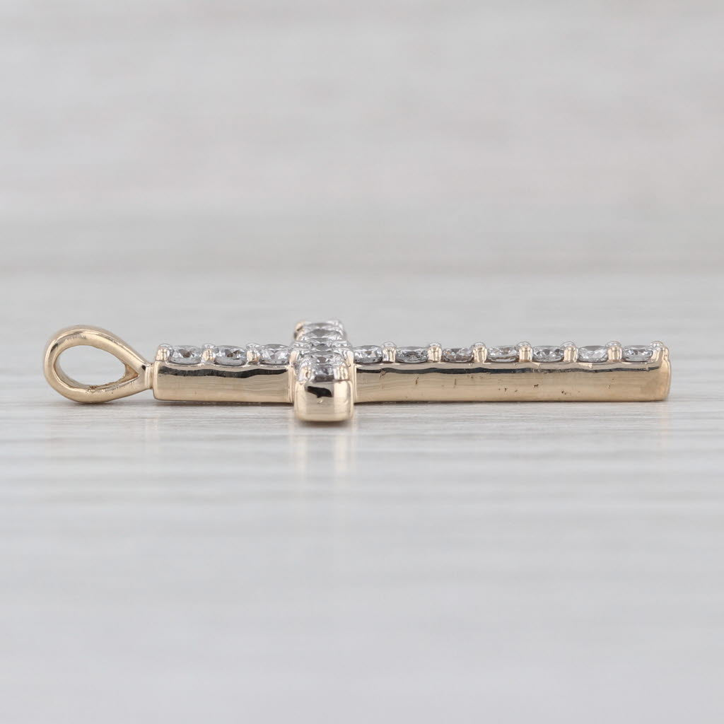 0.78ctw Diamond Cross Pendant 10k Yellow Gold
