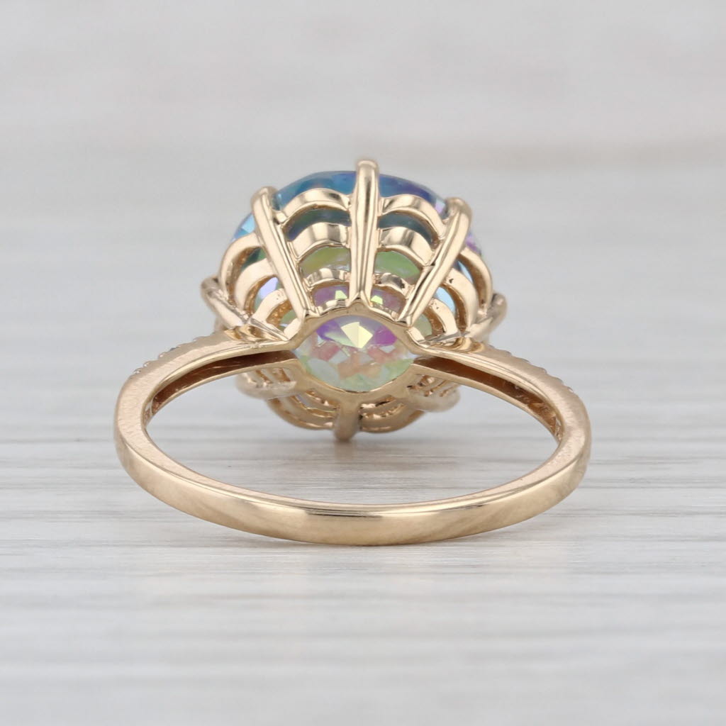 8ct Mystic Topaz Solitaire Ring 10k Yellow Gold Size 7.25 Round Solitaire