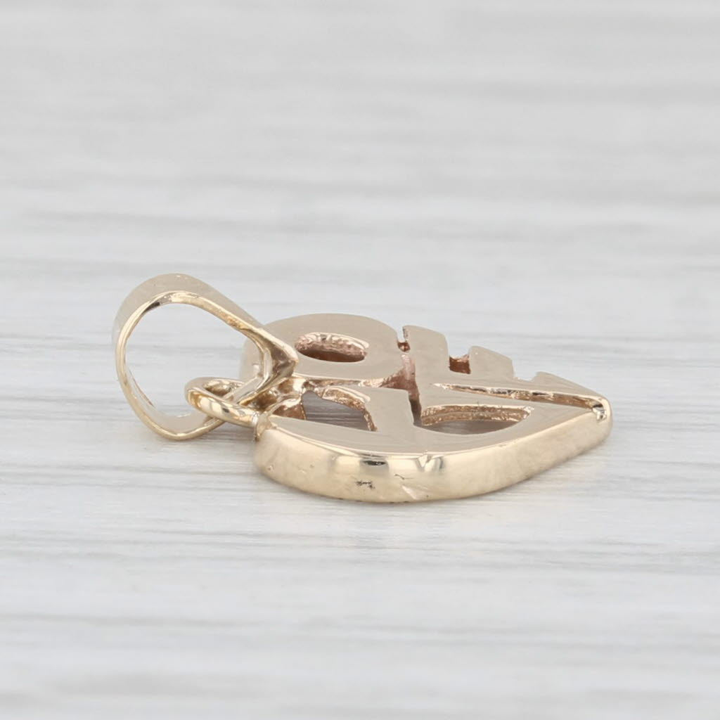 Light Gray Small Love Heart Pendant 14k Yellow Gold Charm