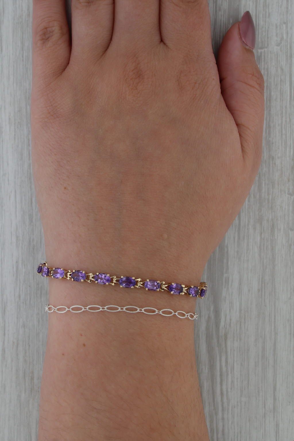 8.70ctw Amethyts Tennis Bracelet 18k Yellow Gold 7.5" 4.2mm