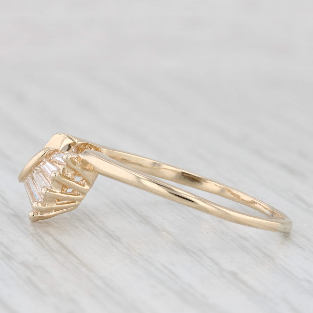Light Gray 0.43ctw Diamond Baguette Ring Guard Enhancer 14k Yellow Gold Sz 10.25 Wedding